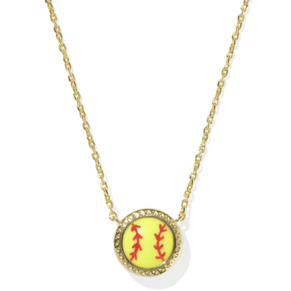 SOFTBALL SHORT PENDANT NECKLACE GOLD CHARTREUSE MAGNESITE