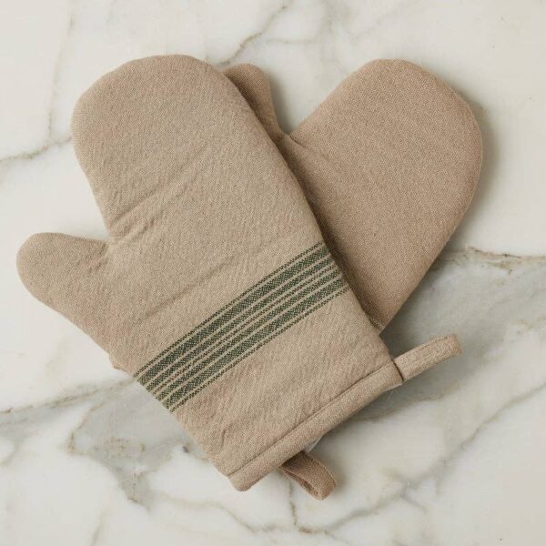 Oven Mitt, Vintage Spruce Green Stripe, Set of 2