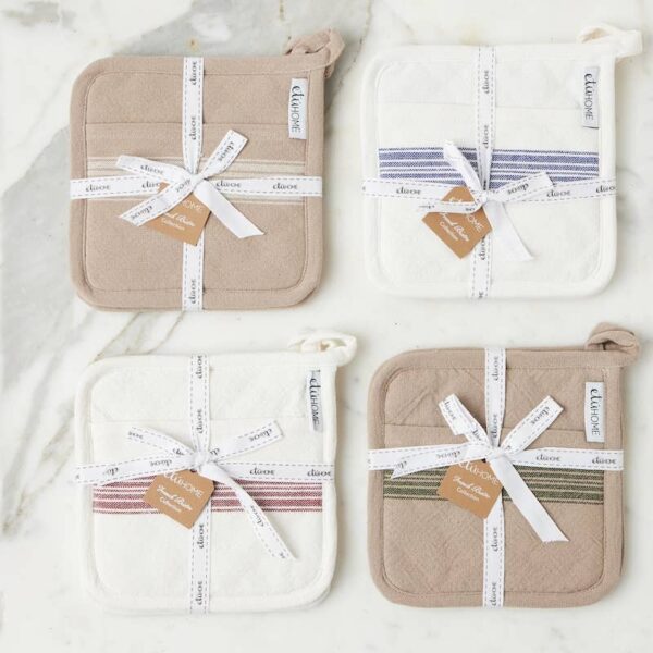 Pot Holder, Vintage White Stripe, Set of 2