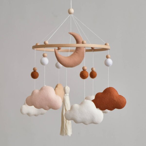 ChilDreams - Terracotta Baby Crib Mobile, Cloud Mobile, Nursery Mobile - Image 7