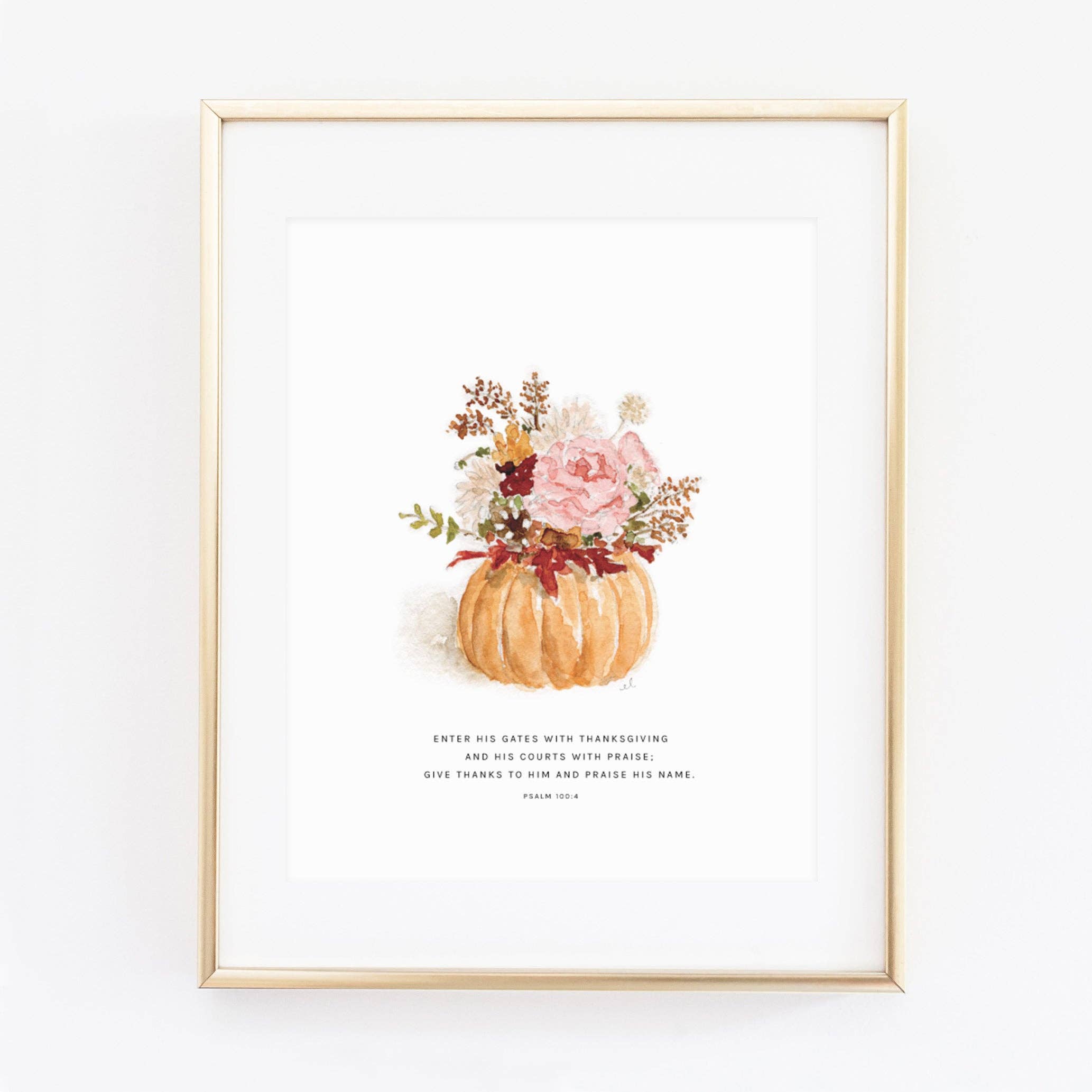 Psalm 100:4 pumpkin bouquet scripture print