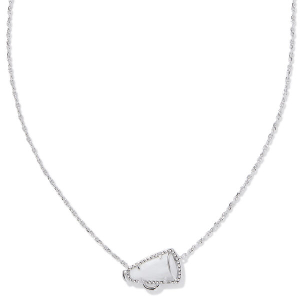 CHEER SHORT PENDANT NECKLACE SILVER WHITE MOTHER OF PEARL