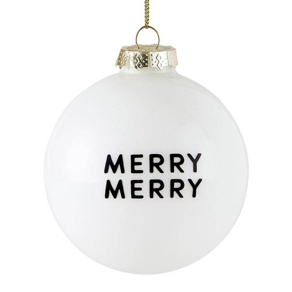 Glass Ornament Set - Merry Merry + Tree - Set of 2 - Image 2