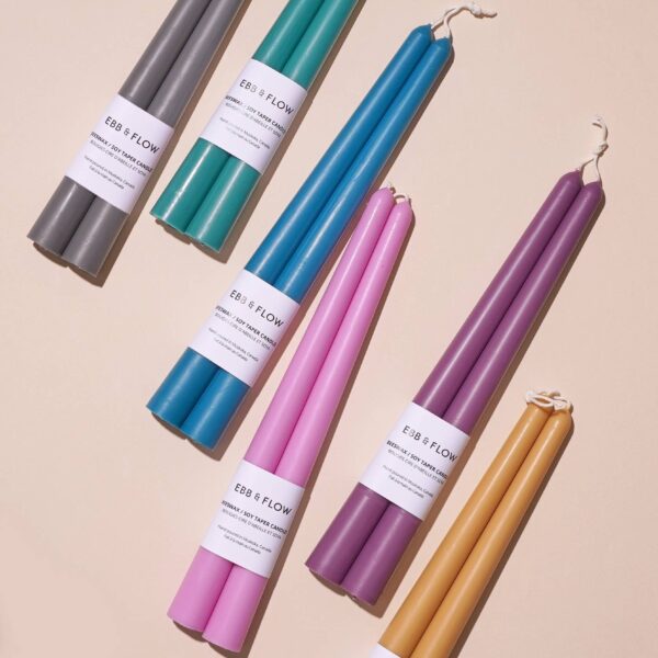 Ebb & Flow - Beeswax/Soy Blend Taper Candles - Fuchsia - Image 2
