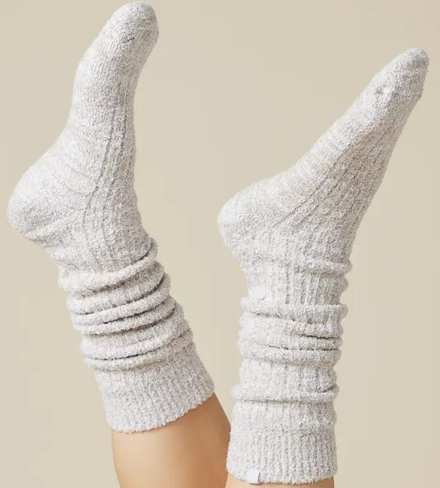 Marshmallow Socks with Grippers: Heather Coco