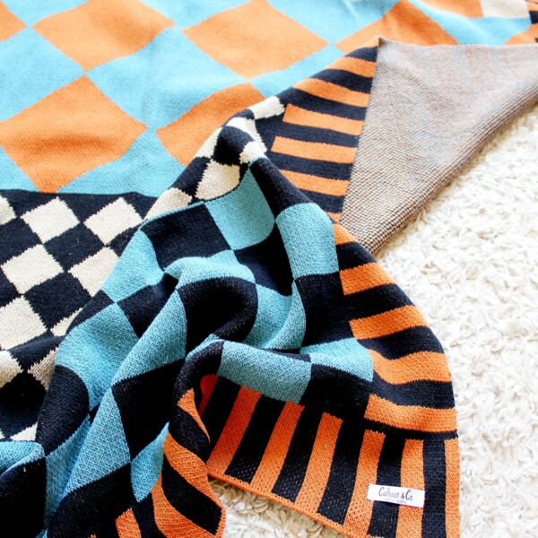 Calhoun & Co. - Diamond Checkerboard Pattern Mix & Match Knit Throw Blanket - Image 6