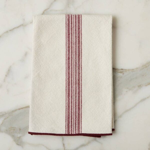 Dinner Napkins, Vintage Merlot Red Stripe, Set of 4 - Image 2