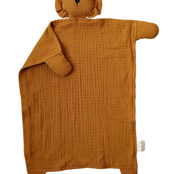 Toffee Lion Organic Cotton Muslin Lovey Blanket