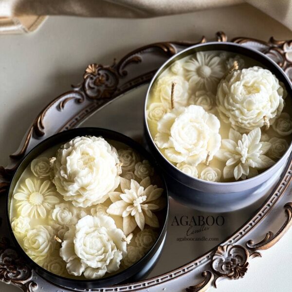 Flower Candle 12 oz 2x5.5in - Container : Lavender, Gloss White - Image 2