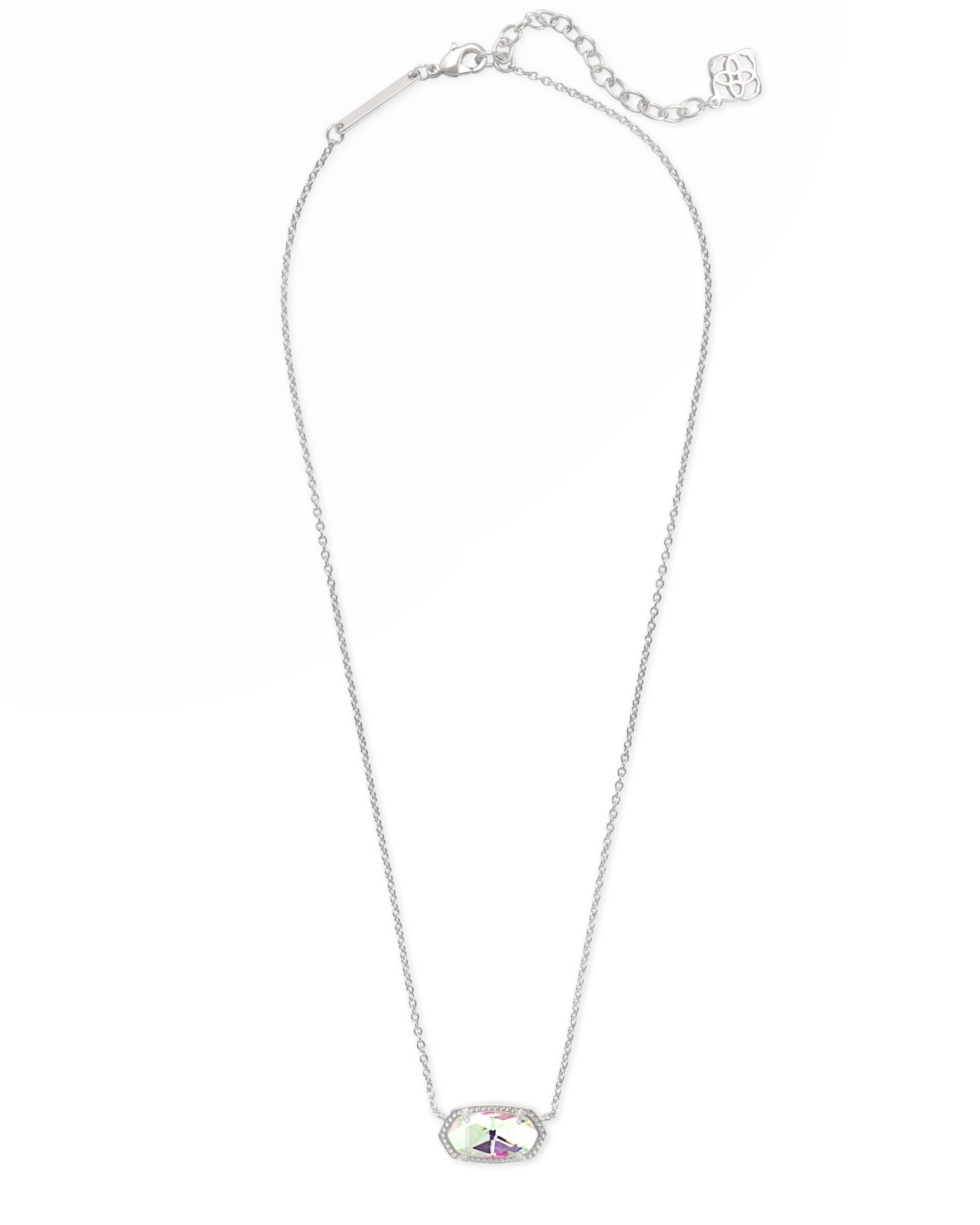 ELISA SHORT PENDANT NECKLACE RHODIUM DICHROIC GLASS