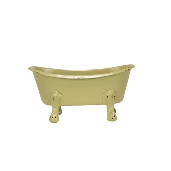 Foreside Home & Garden - Yellow Distressed Enamel Bathtub Soap Dish - Image 6