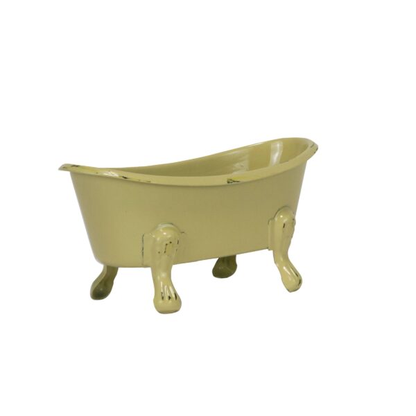 Foreside Home & Garden - Yellow Distressed Enamel Bathtub Soap Dish - Image 7