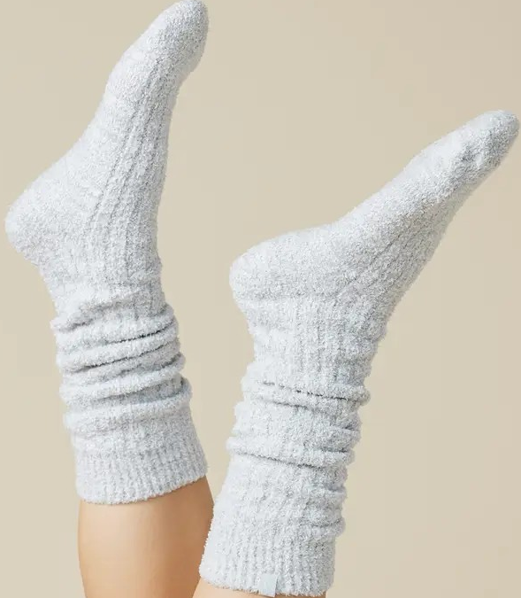 Marshmallow Socks with Grippers: Heather Grey
