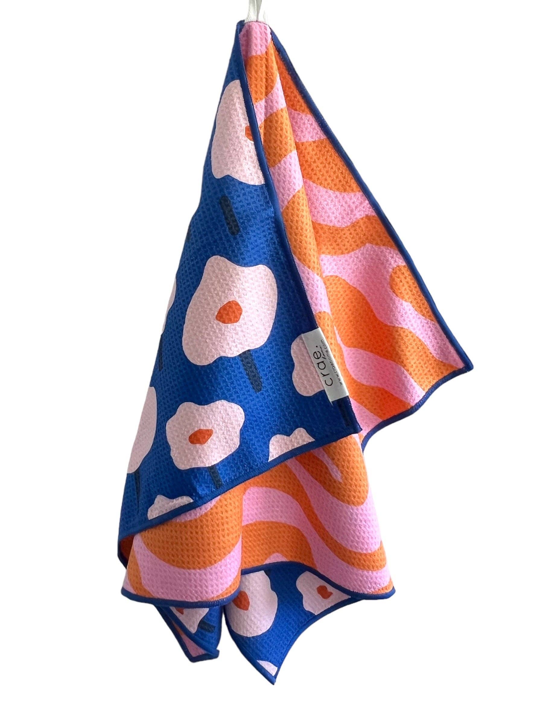 Fidget: Reversible Hand Towel: Blue/Pink/Orange