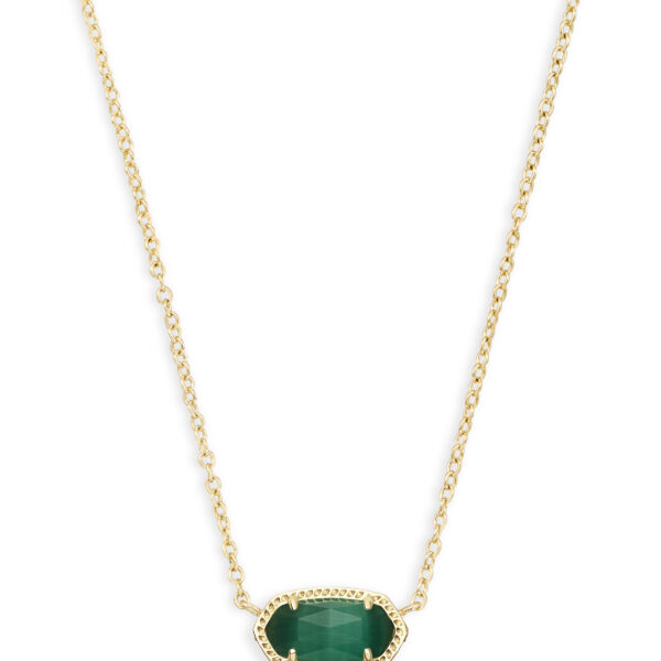 ELISA SHORT PENDANT NECKLACE GOLD EMERALD CATS EYE
