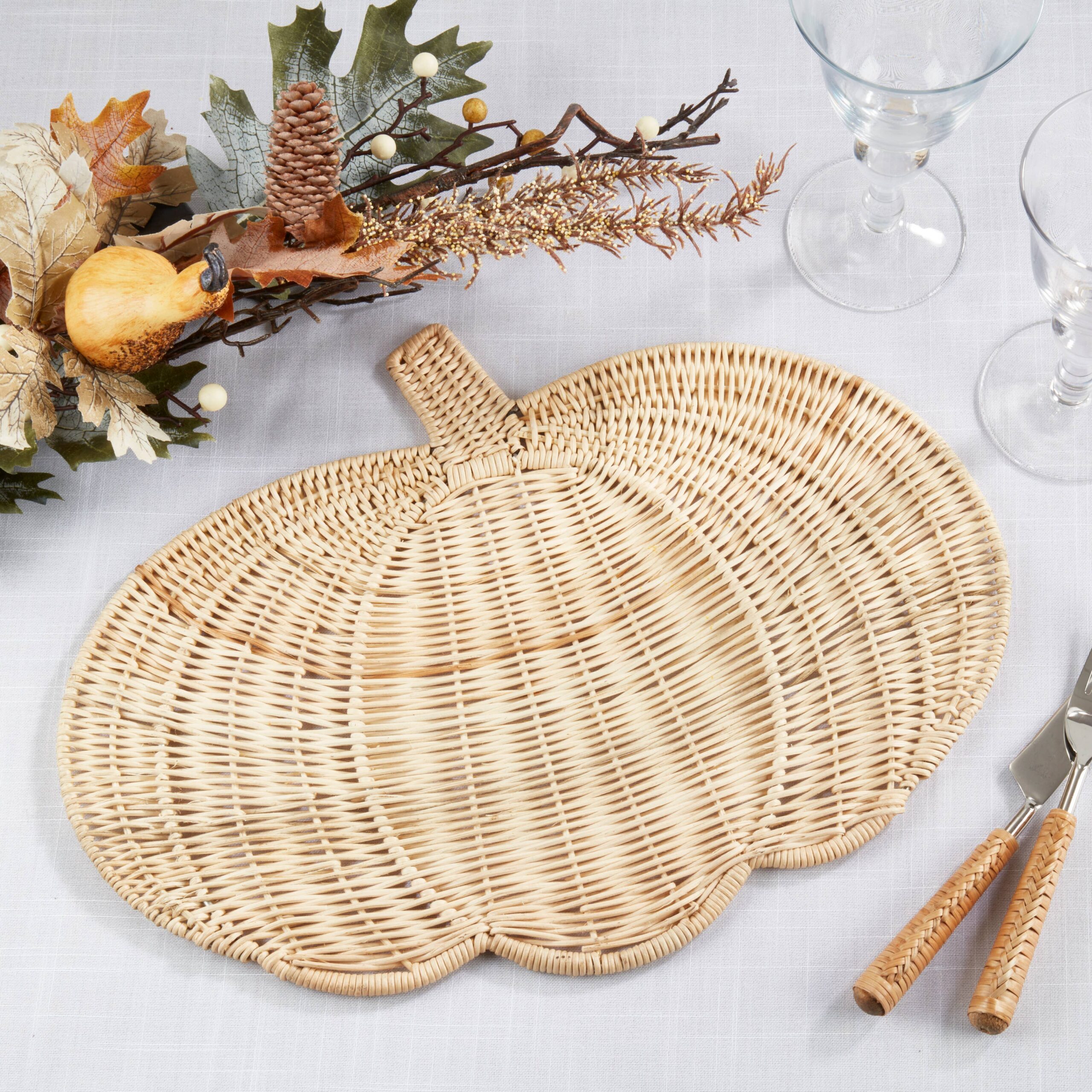 Fall Harvest Rattan Pumpkin Placemat: Caramel, 13"x17" - Image 15