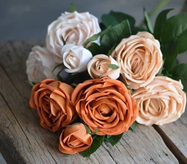 28.75"-Elegant Fall theme Real Touch Cabbage Rose : Dark Mocha - Image 7