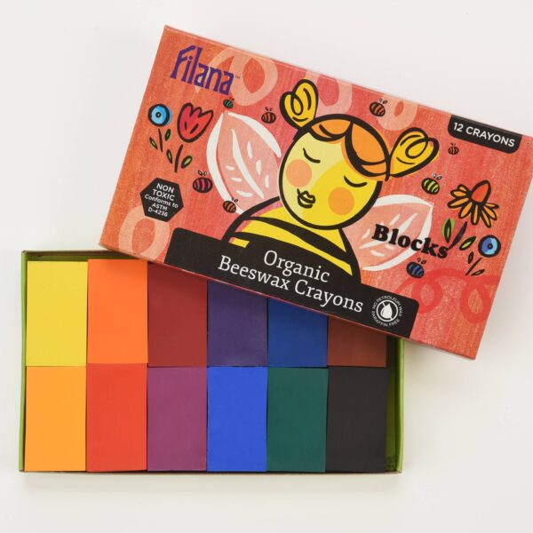 Organic Beeswax Crayons  12 Classic Colors in Block