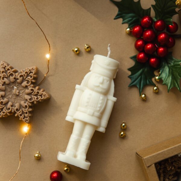 Nutcracker candle, Christmas candle decor: Caramel, Walk in the Woods, Individual Nutcracker - Image 2