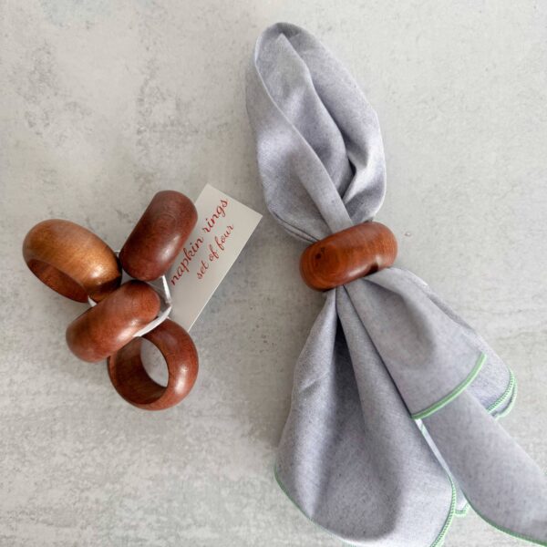 Round Wooden Napkin Rings, set of four - Image 2