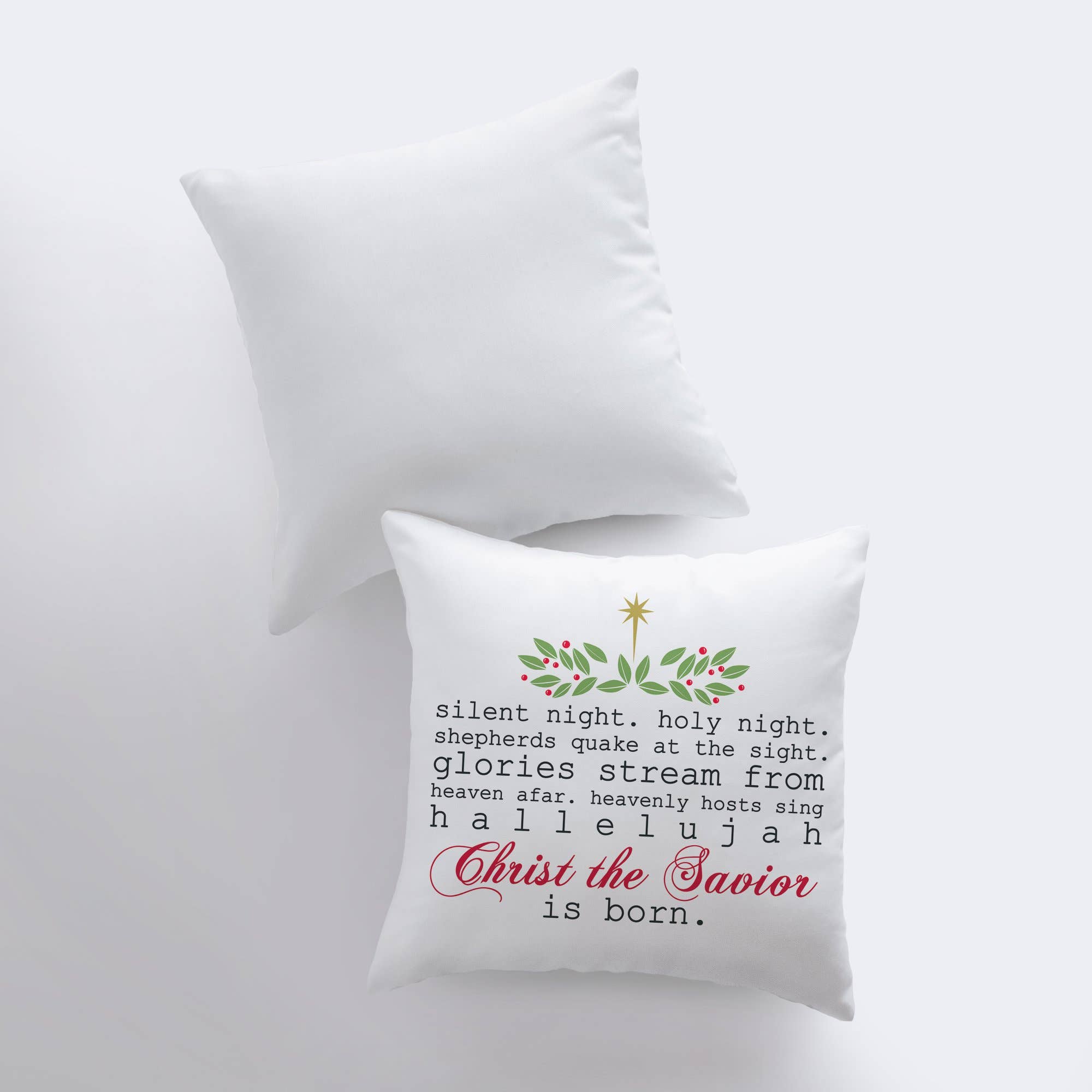 Silent Night Christmas Pillow Cover & Insert, 10x10 Inches