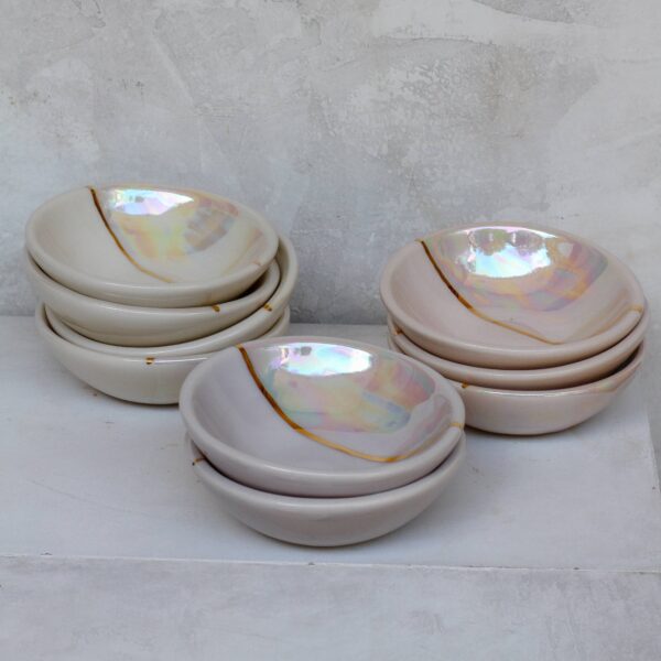 Apricity Ceramics - Dipped Iridescent Trinket Bowl | Handmade Pottery with Gold - Image 3