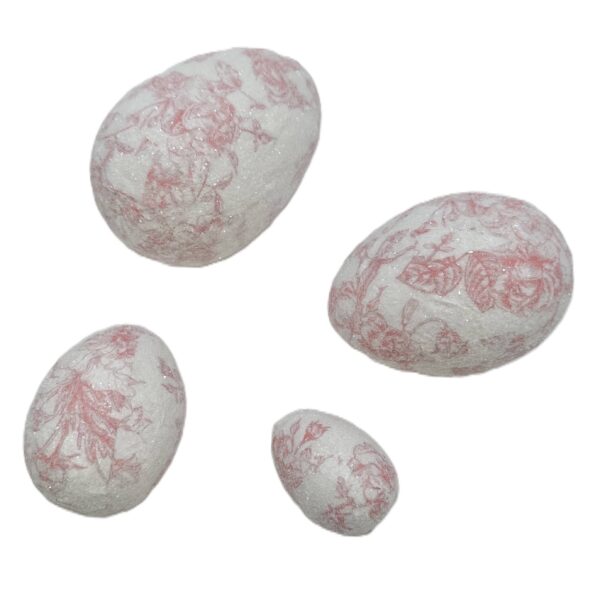 Maly Egg Ornament - Pink Toile: Pink, 3.75" x 11" - Image 3