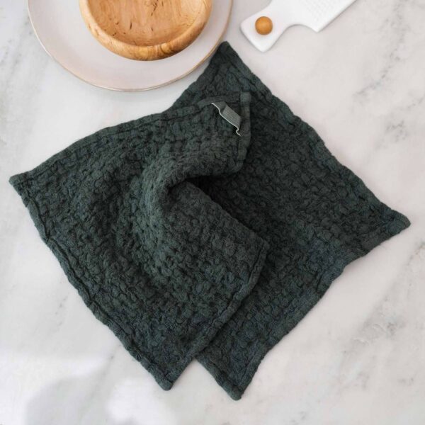 Linen Tales - Forest Green Linen Dishcloth Set of 2 - Image 2