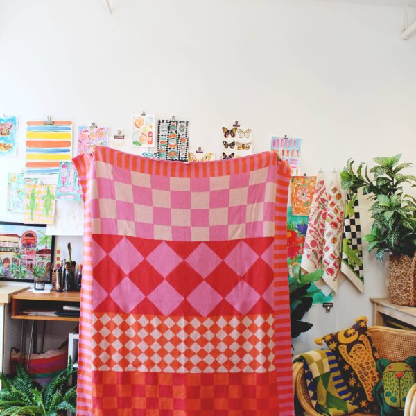 Calhoun & Co. - Diamond Checkerboard Pattern Mix & Match Knit Throw Blanket - Image 2