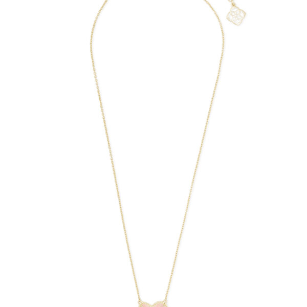 ARI HEART SHORT PENDANT NECKLACE GOLD ROSE QUARTZ - Image 2