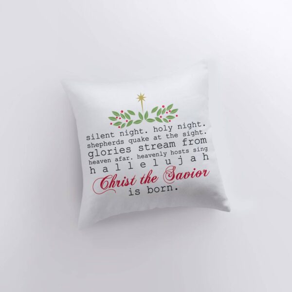 Silent Night Christmas Pillow Cover & Insert, 10x10 Inches - Image 2