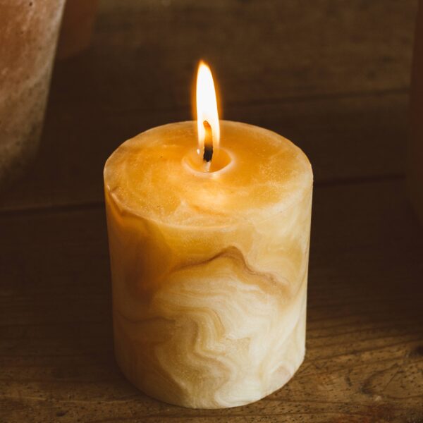 Goldrick Natural Living - Hand-Kneaded Marbled Beeswax Pillar Candle - Image 2