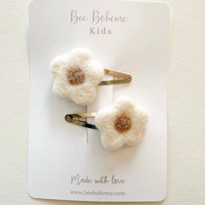 Felted Wool Flower Hair Clips