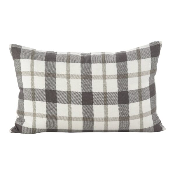 Plaid Pillow - Down Filled - Large Design: Grey, Down Insert, 20" - Image 5
