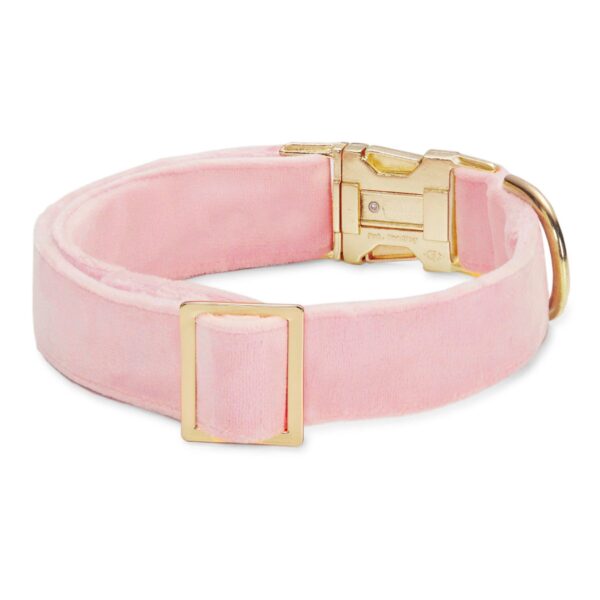 Blush Pink Velvet Valentine's Day Dog Collar: S / Gold - Image 2