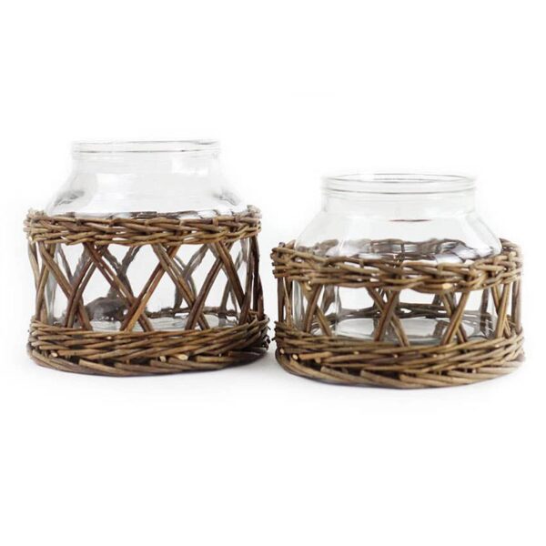 Glass and Woven Willow Canister: XXsmall - Image 2
