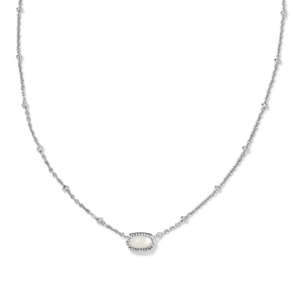 MINI ELISA SATELLITE SHORT PENDANT NECKLACE SILVER IVORY MOTHER OF PEARL