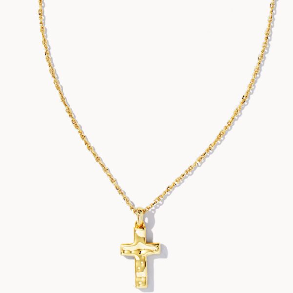 CROSS PENDANT NECKLACE GOLD METAL