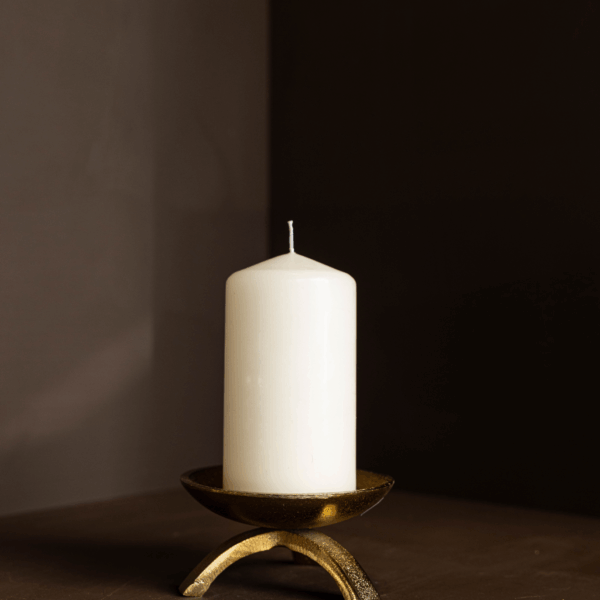Brass Tripod Pillar Candle Holder