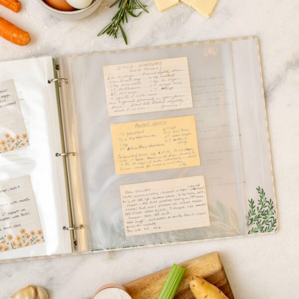 Beige Gingham Large Recipe Binder - Image 2