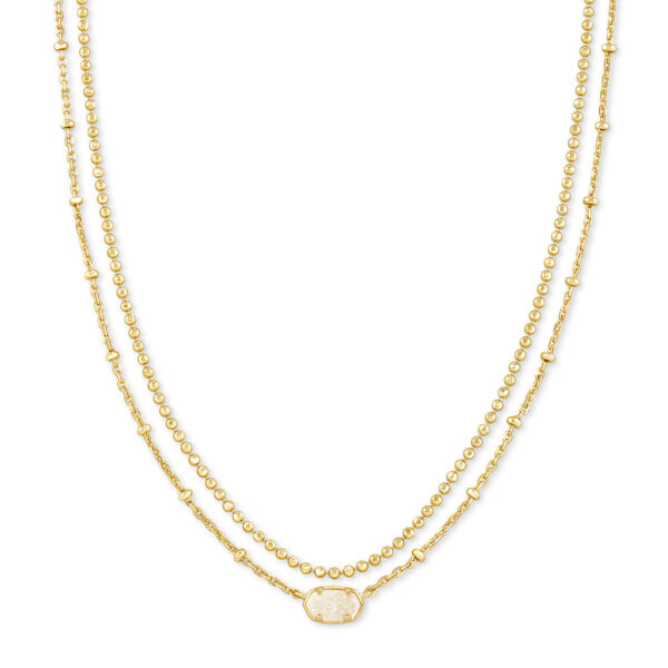 EMILIE MULTI STRAND NECKLACE GOLD IRIDESCENT DRUSY - Image 2