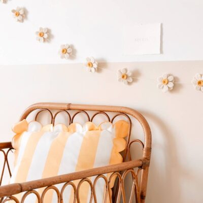 Felted Wool Flower Garland White & Sun Yellow