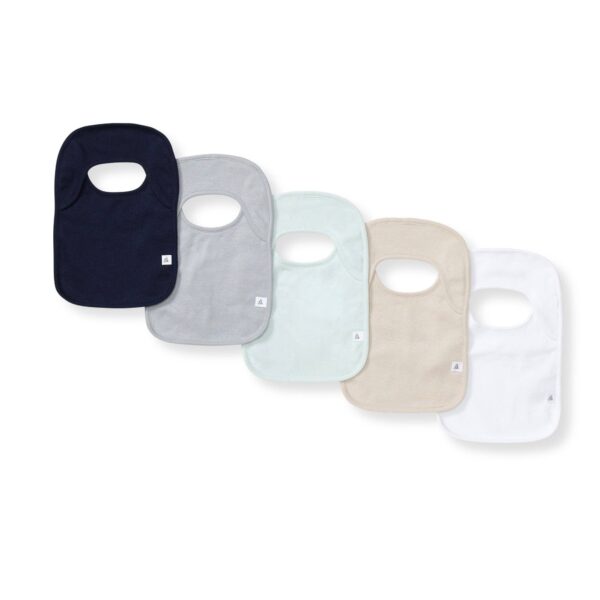 Set of 5 Solid Lap Shoulder Bibs: Midnight, One Size