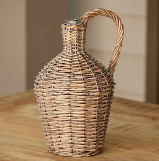 Willow Covered Wine Bottle Small