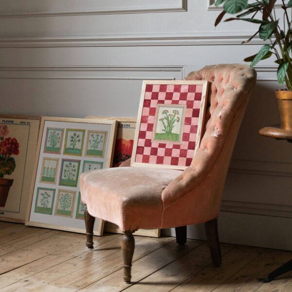 Roomytown Inc - Book of Herbs Pink Check Fine Art Print - Image 2