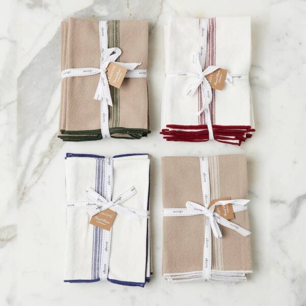 Dinner Napkins, Vintage White Stripe, Set of 4