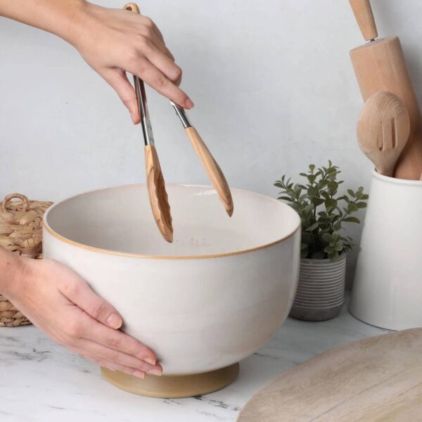 Olive Wood and Stainless Steel Tongs: Olive - Image 2