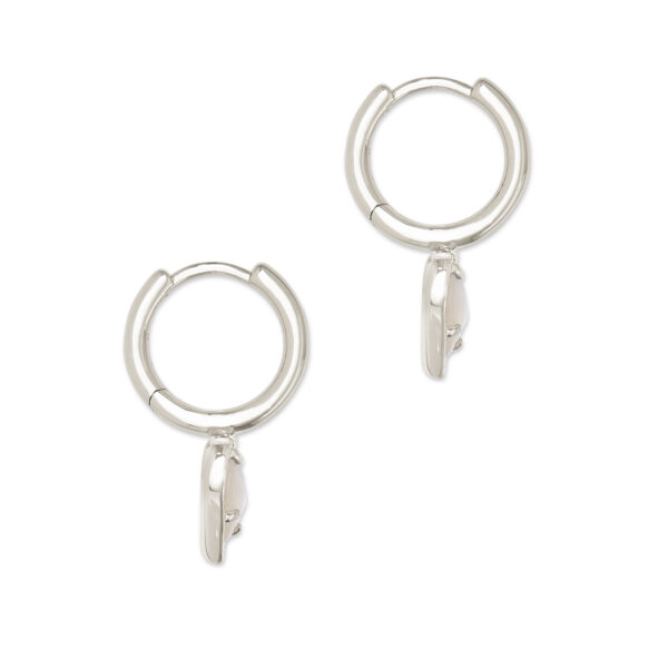 ARI HEART HUGGIE EARRINGS RHODIUM IVORY MOTHER OF PEARL - Image 2