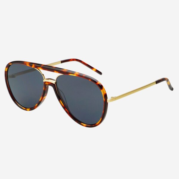 Shay (NEW) Unisex Aviator Sunglasses : Tortoise / Solid Gray - Image 4