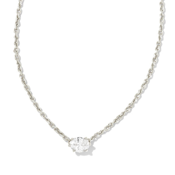 CAILIN CRYSTAL PENDANT NECKLACE RHODIUM METAL WHITE CZ